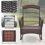 3 Pieces Rocking Bistro Set with 2-Tier Coffee Table-Red