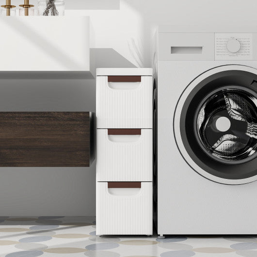 3/4/5/6-Drawer Rolling Organizer Unit Narrow Storage Cabinet with Built-In Wheels for Small Space-3-Drawer