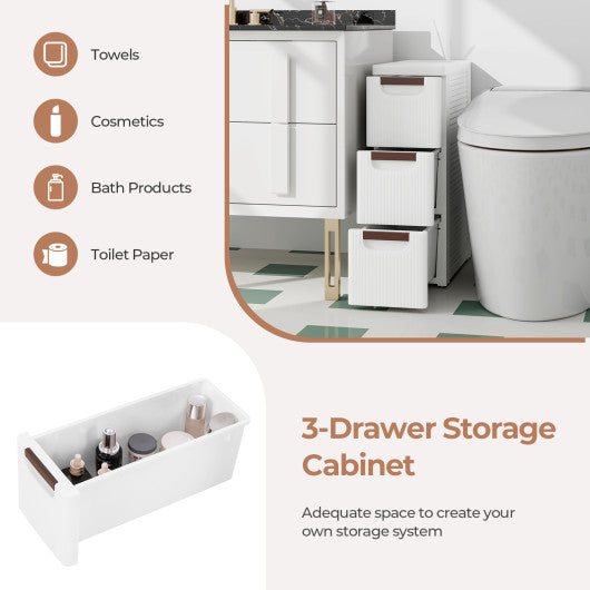 3/4/5/6-Drawer Rolling Organizer Unit Narrow Storage Cabinet with Built-In Wheels for Small Space-3-Drawer