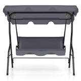 3-Seat Outdoor Patio Canopy Swing with Cushioned Steel Frame-Gray