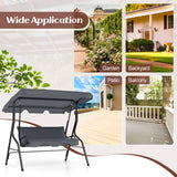 3-Seat Outdoor Patio Canopy Swing with Cushioned Steel Frame-Gray