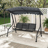 3-Seat Outdoor Porch Canopy Swing with Adjustable Shading-Gray