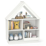 3-Tier House-Shaped Toy Storage Organizer with Open Shelves-White