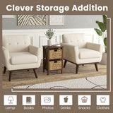 3/4-Tier Nightstand with 2 Seagrass Baskets Narrow X-Design-3-Tier