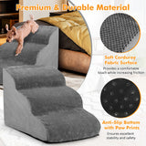 3-Tier Non-Slip Dog Steps with High-Density Sponge and Silicone Paw Prints-Gray
