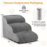3-Tier Non-Slip Dog Steps with High-Density Sponge and Silicone Paw Prints-Gray