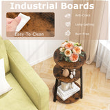 3-Tier Accent Round Side Table with Metal Frame-1 Piece