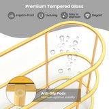 3 Tier TV Stand Console Table with Tempered Glass Shelves for Living Room-Golden