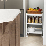 3/4 Tier Utility Rolling Cart with Detachable Tray Top and Locking Wheels-3-Tier