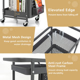 3-Tier Utility Storage Cart with DIY Pegboard Baskets-Gray