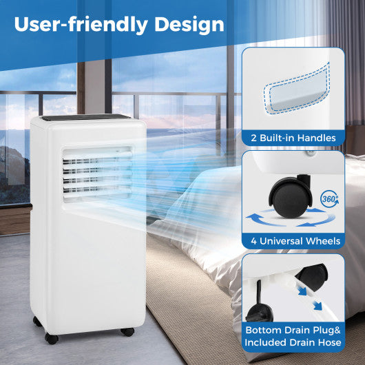 3-in-1 8000 BTU Portable Air Conditioner with Remote Control-White