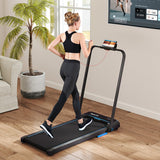 3 in 1 Folding Treadmill with Remote Control and LED Display-Blue