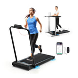 3 in 1 Folding Treadmill with Remote Control and LED Display-Blue