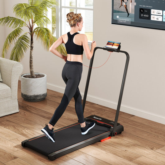 3 in 1 Folding Treadmill with Remote Control and LED Display-Red