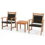 3 Pieces Rattan Bistro Set with Acacia Wood Frame for Garden