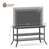 3-tier Console Table TV Stand with Mesh Storage Shelf-Rustic Brown