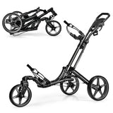 Folding Golf Push Cart with Scoreboard Adjustable Handle Swivel Wheel-Gray