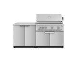 Outdoor Kitchen Stainless Steel 4 Piece Cabinet Set with 2 Door, Grill Cabinet, Platinum Grill and Countertop