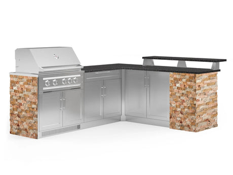 Outdoor Kitchen Signature Series 8 Piece L Shape Cabinet Set with 2 Door, Bar, Platinum Grill and Grill Cabinet