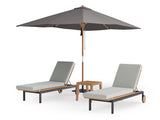 Rhodes Chaise Lounge (Set of 2) with Side Table and Umbrella