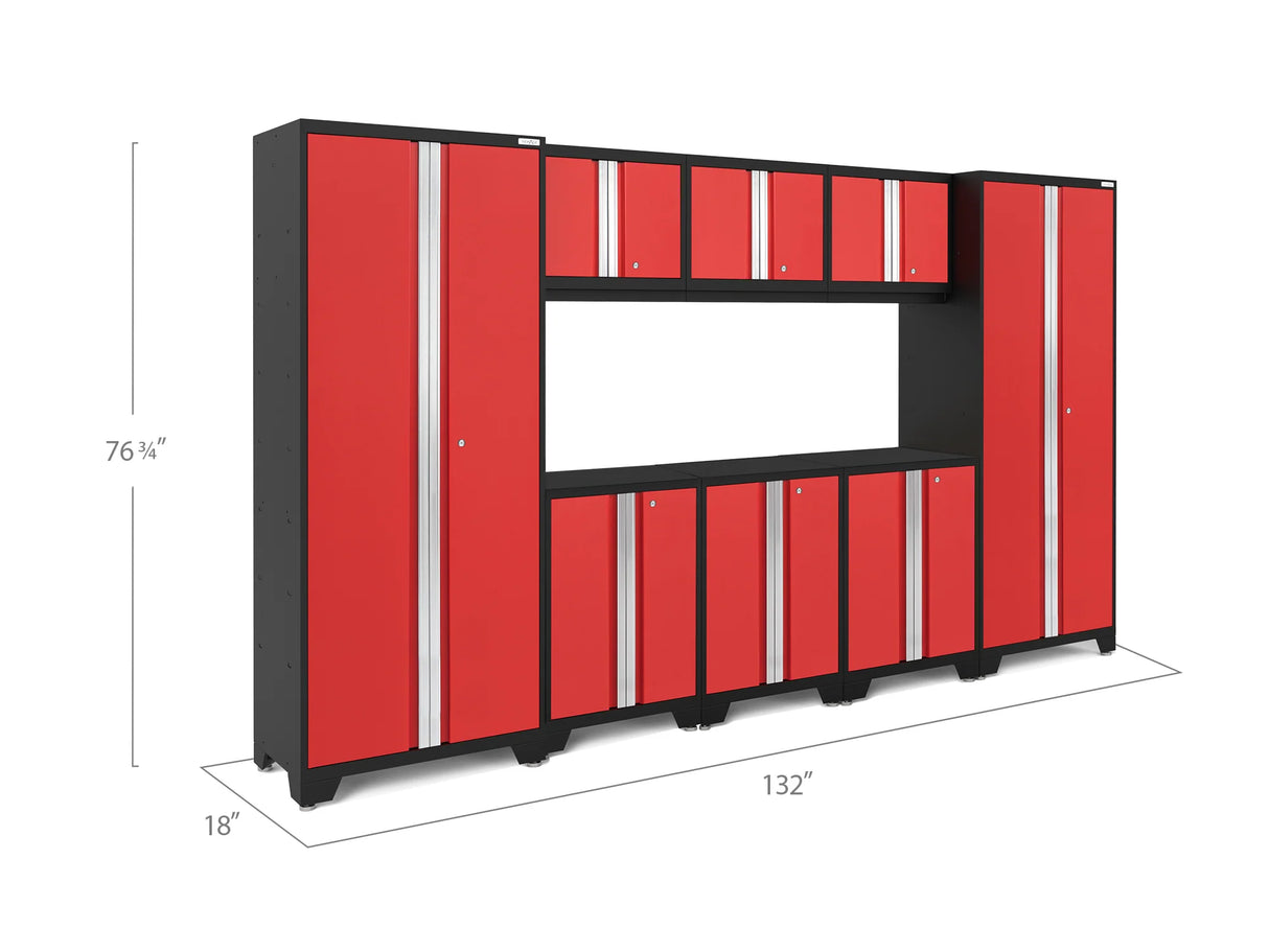 Bold Series 8 Piece Cabinet Set with Base, Wall Cabinets and 30 In. Lockers