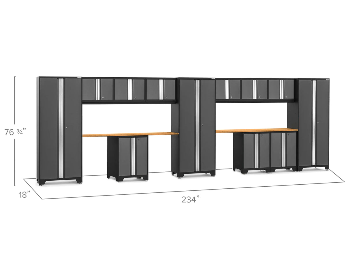 Bold Series 14 Piece Cabinet Set with Base, Wall Cabinets and 30 In. Lockers