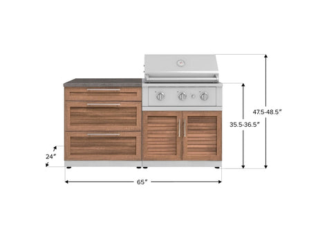 Outdoor Kitchen Stainless-Steel 4 Piece Cabinet Set with 3 Drawer, Grill Cabinet, Performance Grill, and Countertop