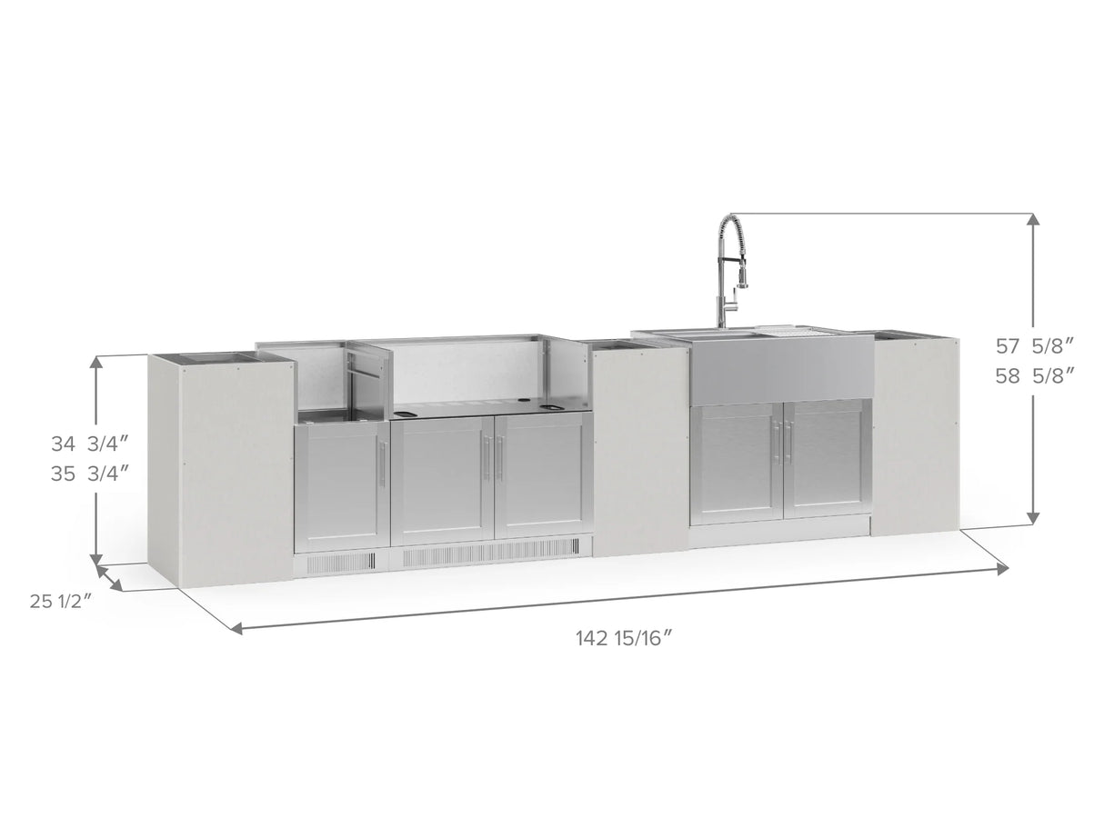 Outdoor Kitchen Signature Series 8 Piece Cabinet Set with Dual Side Burner, Sink and Grill Cabinet