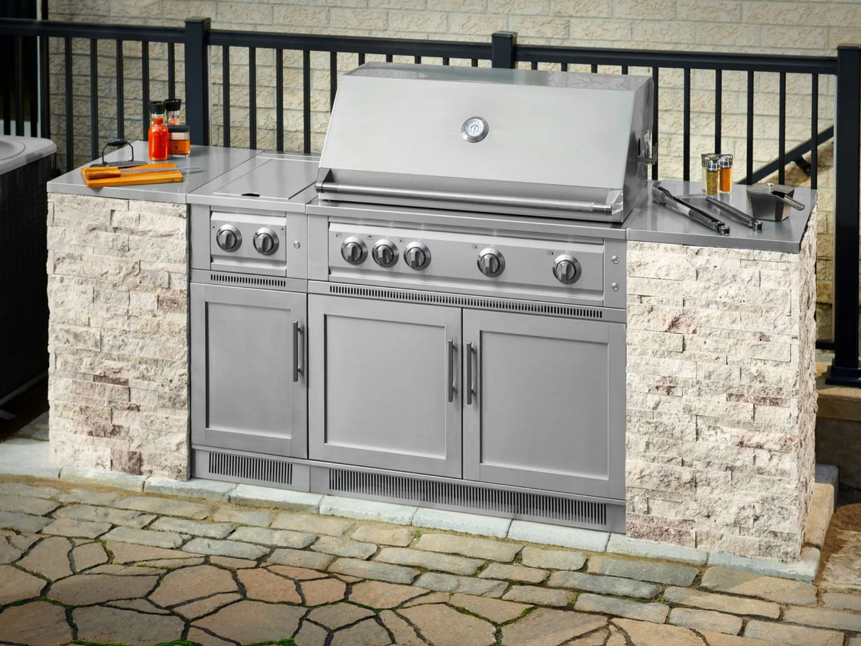 Outdoor Kitchen Signature Series 11 Piece Cabinet Set with Dual Side Burner, Sink, Platinum Grill and Grill Cabinet