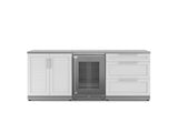 Outdoor Kitchen Stainless Steel 5 Piece Cabinet Set with 3-Drawer, 2-Door Cabinet, Countertops and Fridge