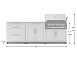 Outdoor Kitchen Stainless-Steel 5 Piece Cabinet Set with with 3-Drawer, Bar, Grill Cabinet, Platinum Grill and Countertop