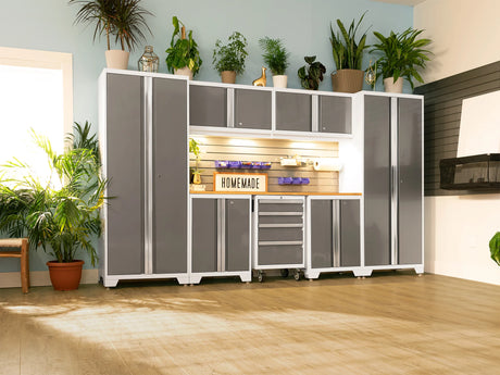 Bold Series 6 Piece Cabinet Set with Base, Wall Cabinets and 48 In. RTA Locker