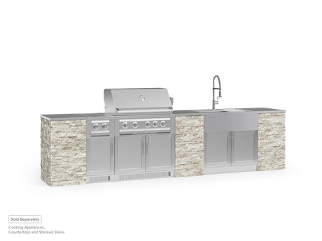 Outdoor Kitchen Signature Series 8 Piece Cabinet Set with Dual Side Burner, Sink and Grill Cabinet