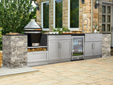 Outdoor Kitchen Signature Series 8 Piece Cabinet Set with Dual Side Burner, 3 Drawer, 1 Door, Platinum Grill and Grill Cabinet