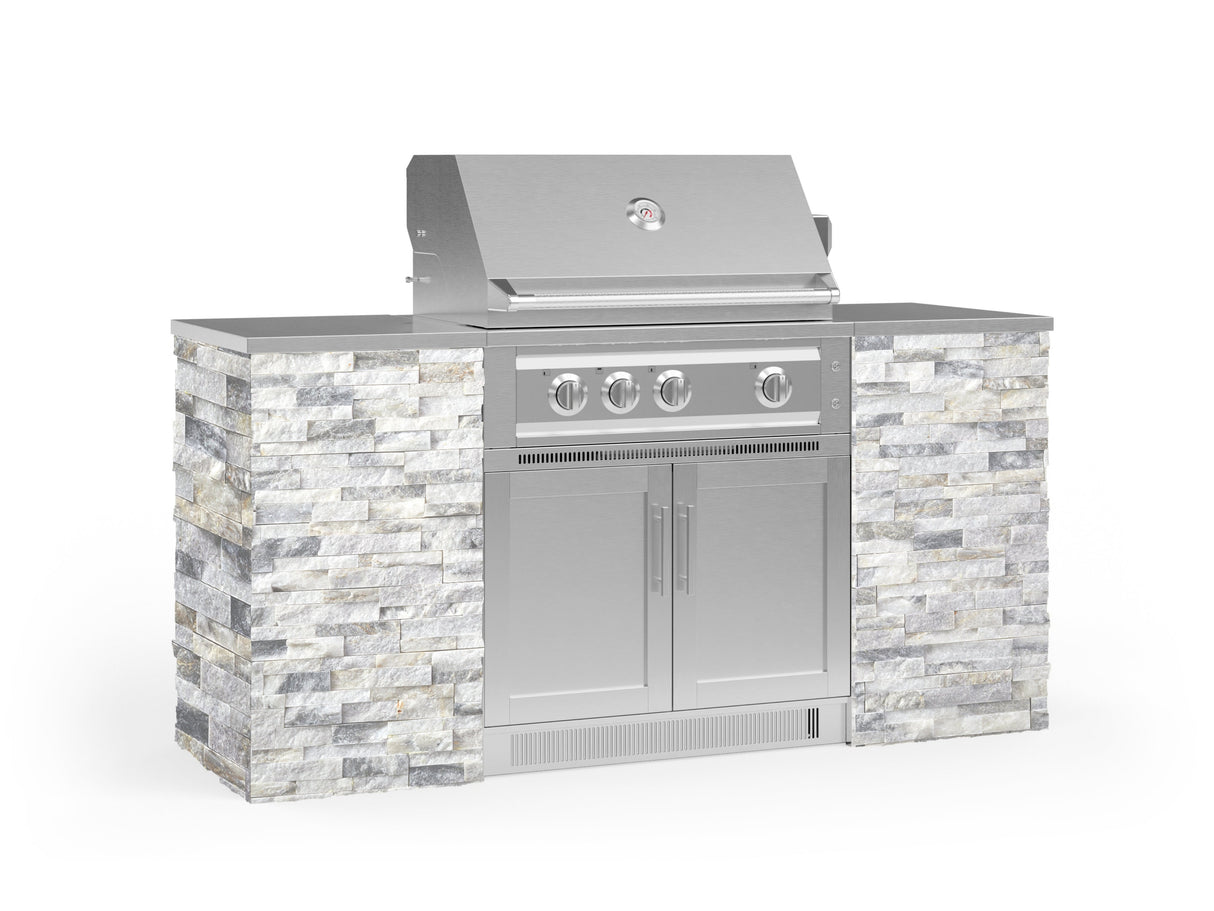 Outdoor Kitchen Signature Series 6 Piece Cabinet Set with Platinum Grill and Grill Cabinet