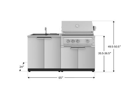 Outdoor Kitchen Stainless Steel 3 Piece Cabinet Set with Sink, Grill Cabinet and Platinum Grill