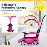 3-in-1 Ride on Push Car Mercedes-Benz Licensed Sliding Car with Canopy-Pink