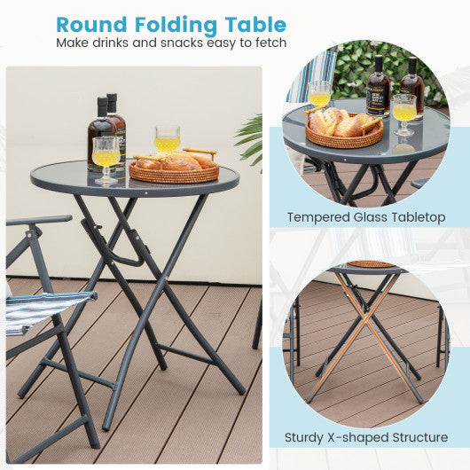 3 Pieces Outdoor Folding Chair Set Portable Folding Chair Set