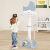 4-In-1 Kids Basketball Hoop with Moon-shaped Electronic Scoreboard and Play Set-Blue