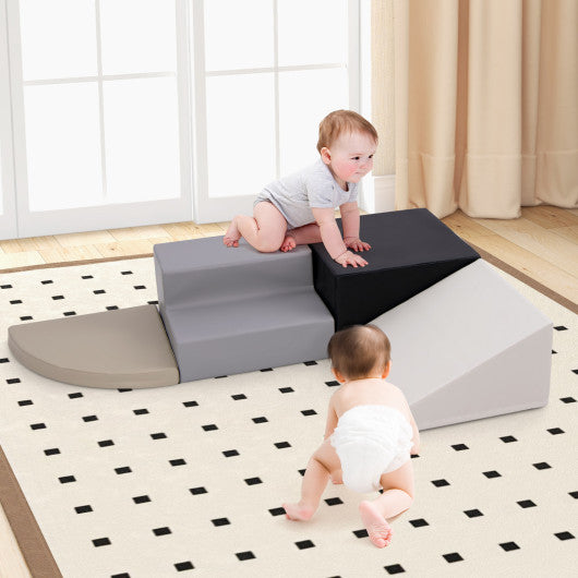 4-Piece Climb and Crawl Foam Block Play Set for Infant Baby-Black