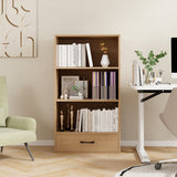 4-Tier Storage Bookcase with Open Shelves Drawer and Anti-toppling Device-Natural