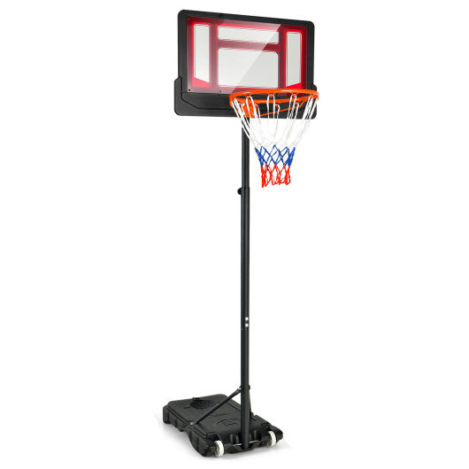 4.3-8.2 FT Portable Basketball Hoop with Adjustable Height and Wheels-Red