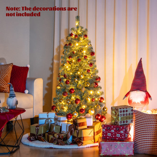 Pre-Lit Blue Artificial Christmas Tree Slim with 9 Lighting Modes-4.5 ft