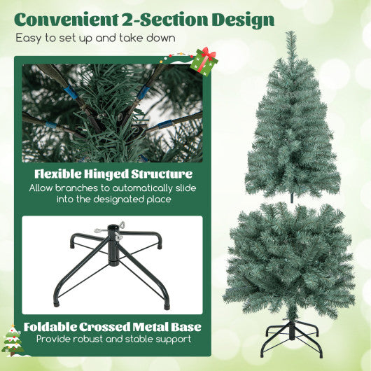 Pre-Lit Blue Artificial Christmas Tree Slim with 9 Lighting Modes-4.5 ft
