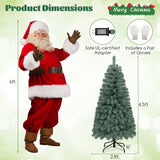 Pre-Lit Blue Artificial Christmas Tree Slim with 9 Lighting Modes-4.5 ft