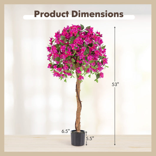 4.5 Feet Artificial Azalea Tree with Cement Pot-Red