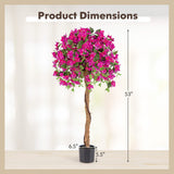 4.5 Feet Artificial Azalea Tree with Cement Pot-Red
