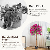 4.5 Feet Artificial Azalea Tree with Cement Pot-Red