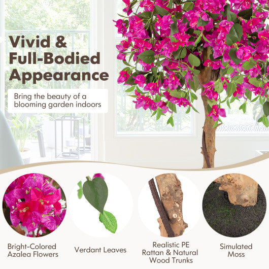 4.5 Feet Artificial Azalea Tree with Cement Pot-Red
