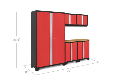 Bold Series 6 Piece Cabinet Set with Base, Wall Cabinets and 48 In. RTA Locker